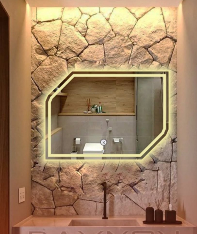 آیینه بک لایت مستطیل طرح دار